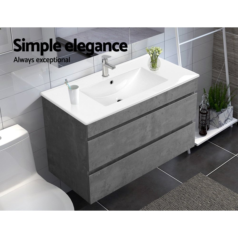 Cefito Vanity Unit 915mm with Basin Grey - BV-YQ02-900-CEMENT-ABC Cefito Vanity Unit 915mm with Basin Grey - Image 6