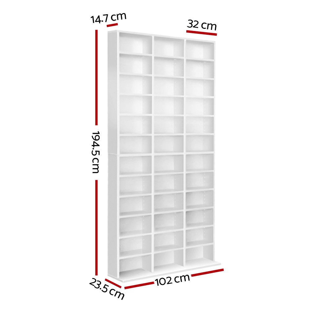 Artiss Bookshelf CD Storage Rack - BERT White - CD-SHELF-WH-AB Artiss Bookshelf CD Storage Rack - BERT White - Image 4