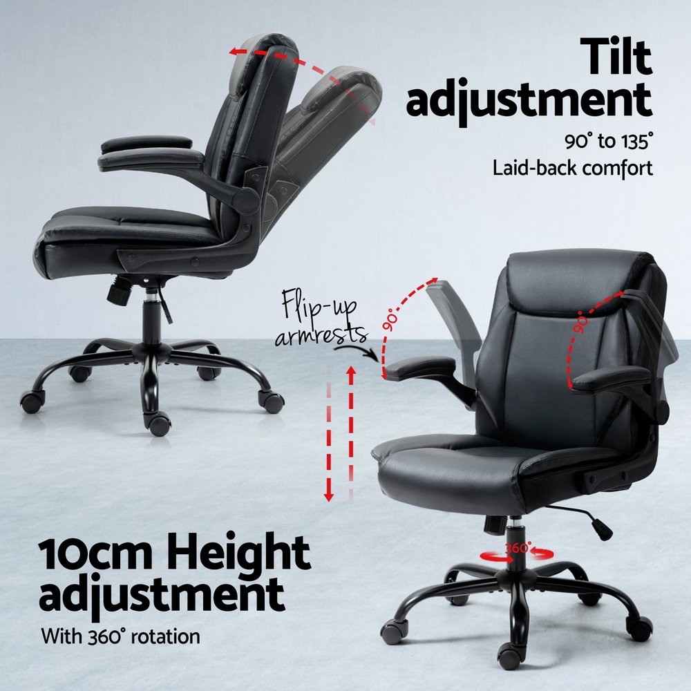 Artiss Computer Desk Executive Office Chairs Sets Black - DESK-140M-CHAIR-7023-BK Artiss Computer Desk Executive Office Chairs Sets Black - Image 5