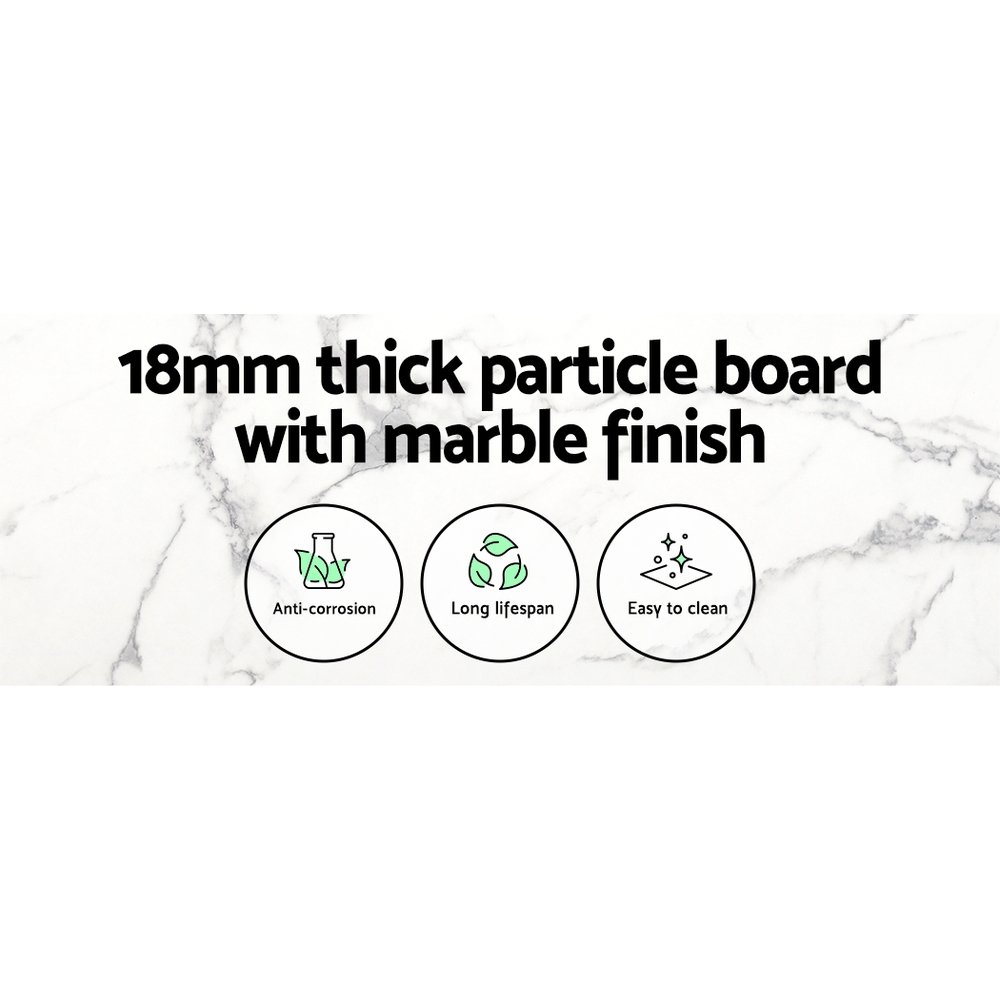 Artiss Dining Table Round Marble Effect 110CM - DINING-B-MAR11075-GY-AB Artiss Dining Table Round Marble Effect 110CM - Image 3