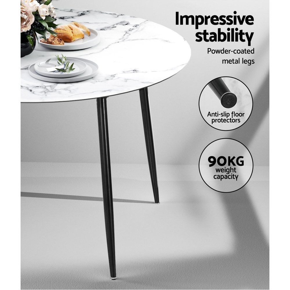 Artiss Dining Table Round Marble Effect 110CM - DINING-B-MAR11075-GY-AB Artiss Dining Table Round Marble Effect 110CM - Image 5