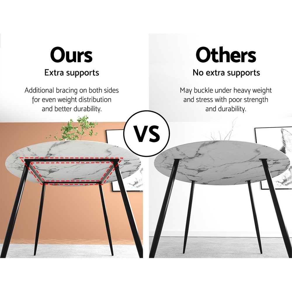 Artiss Dining Table Round Marble Effect 110CM - DINING-B-MAR11075-GY-AB Artiss Dining Table Round Marble Effect 110CM - Image 6
