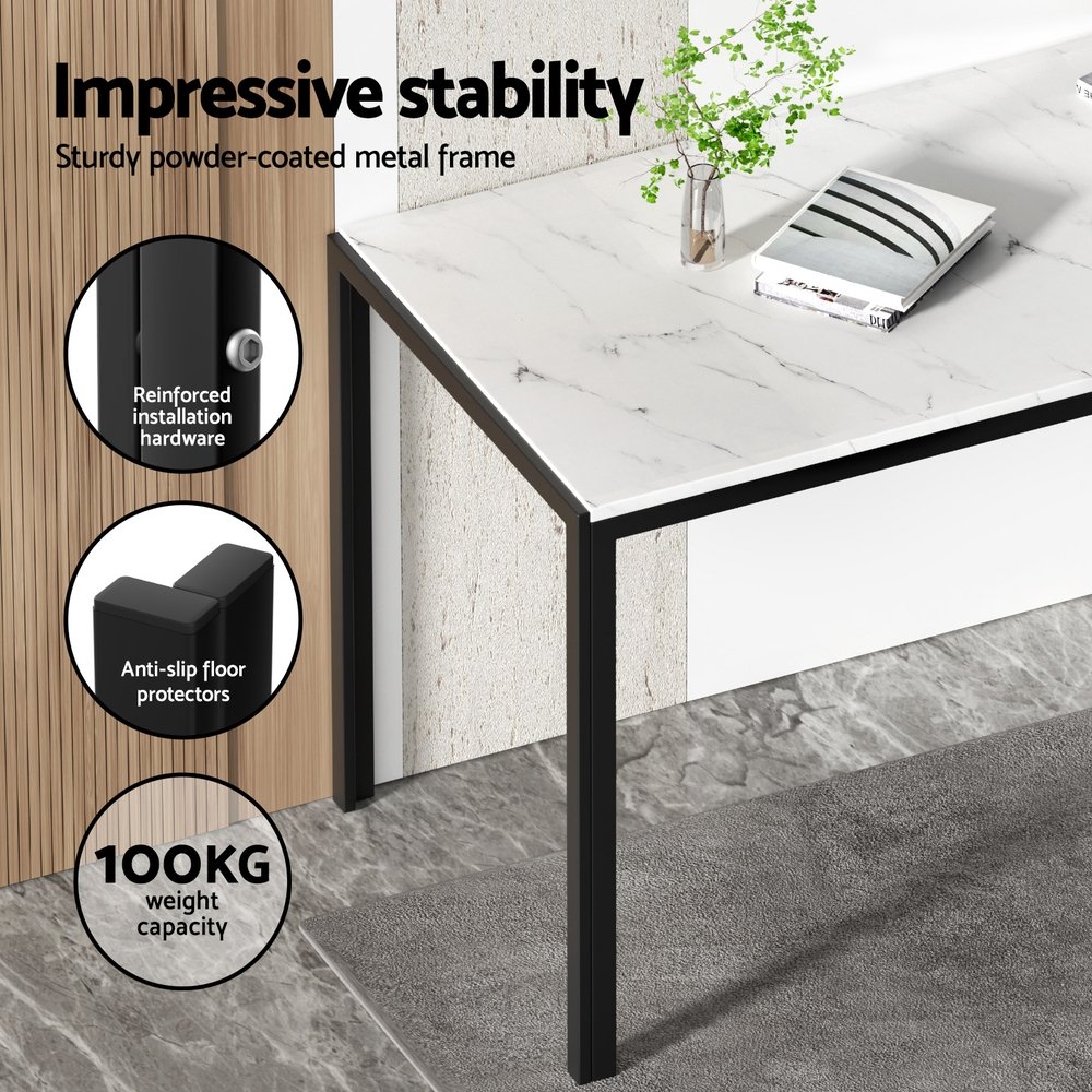 1 Artiss Dining Table and 4 Chairs Set Marble Effect - DINING-B-SET-MAR120-AB 1 Artiss Dining Table and 4 Chairs Set Marble Effect - Image 5