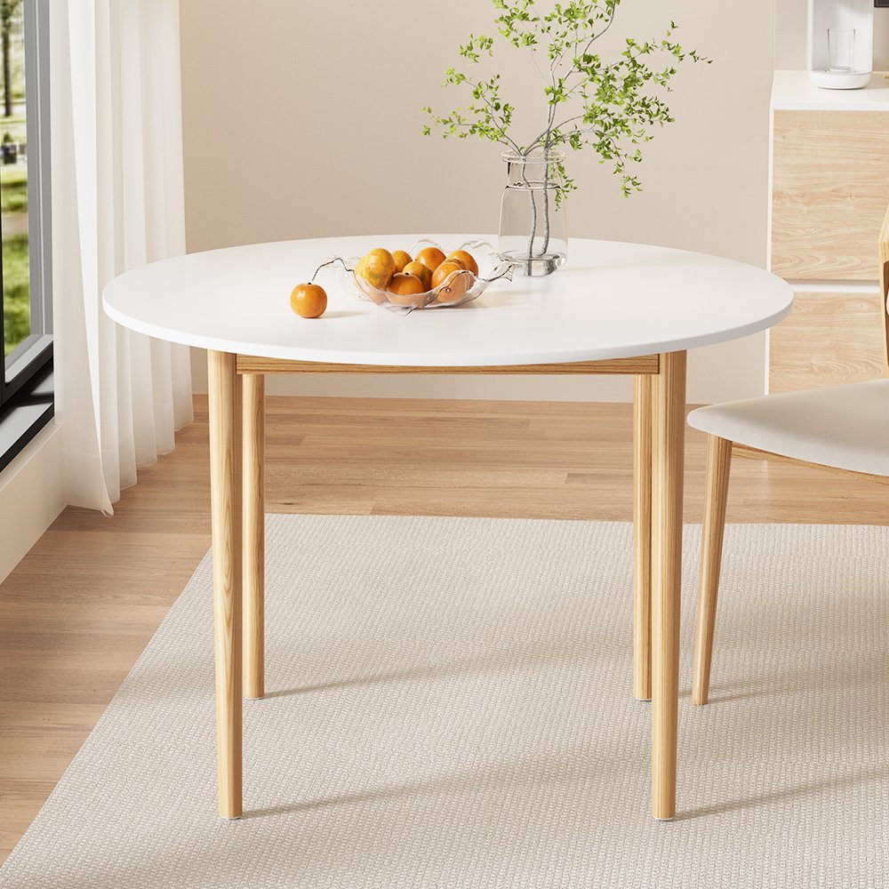 Artiss Dining Table Round White 108CM Diameter Demi - DINING-C-TAB-01-WHWD Artiss Dining Table Round White 108CM Diameter Demi - Image 7
