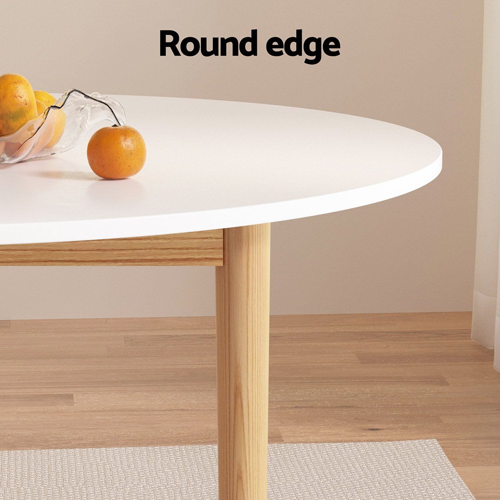 Artiss Dining Table Round White 108CM Diameter Demi - DINING-C-TAB-01-WHWD Artiss Dining Table Round White 108CM Diameter Demi - Image 5
