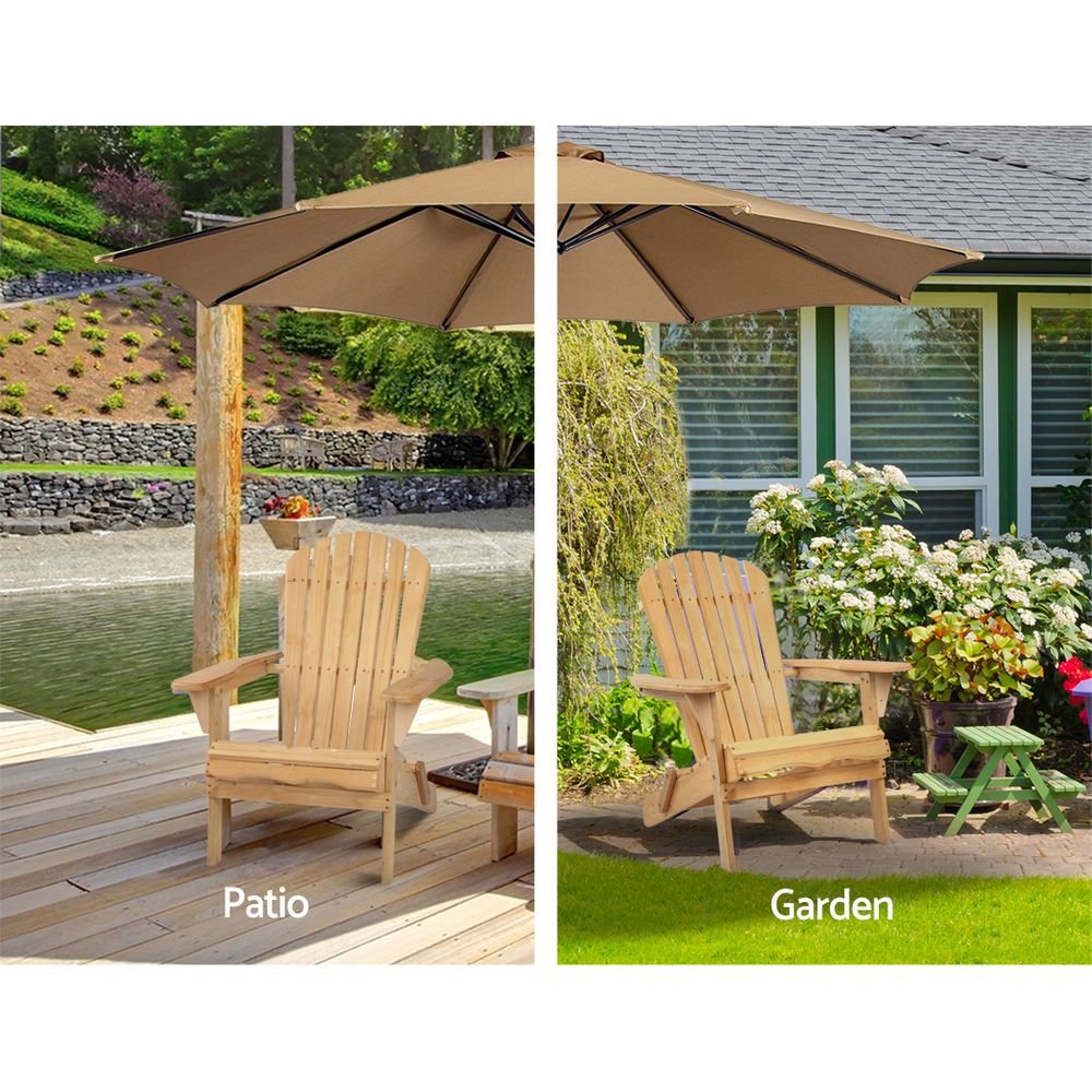 Gardeon Adirondack Outdoor Chairs Wooden Beach Chair Patio Furniture Garden Natural - FF-BEACH-CHAIR-NTL Gardeon Adirondack Outdoor Chairs Wooden Beach Chair Patio Furniture Garden Natural - Image 5