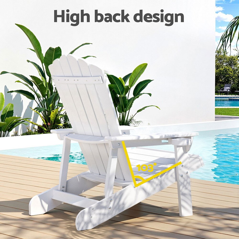 Gardeon Outdoor Chairs HDPE Adirondack Beach Chair Sun Lounge Patio Furniture Garden white - FF-BEACH-HE-WH Gardeon Outdoor Chairs HDPE Adirondack Beach Chair Sun Lounge Patio Furniture Garden white - Image 6