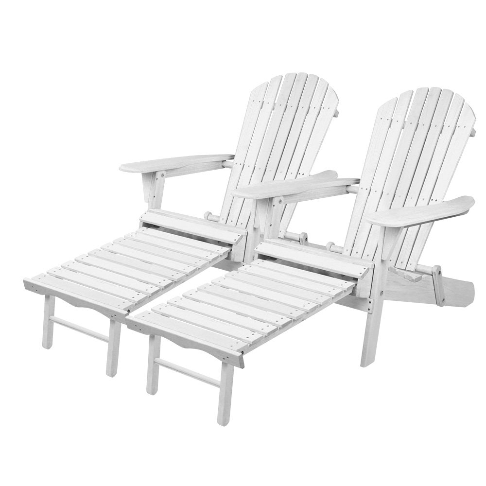 Gardeon 2PC Adirondack Outdoor Chairs Wood Foldable Sun Lounge Patio Furniture - FF-BEACH-NTLCHOTTO-WH-2X Gardeon 2PC Adirondack Outdoor Chairs Wood Foldable Sun Lounge Patio Furniture - Image 7