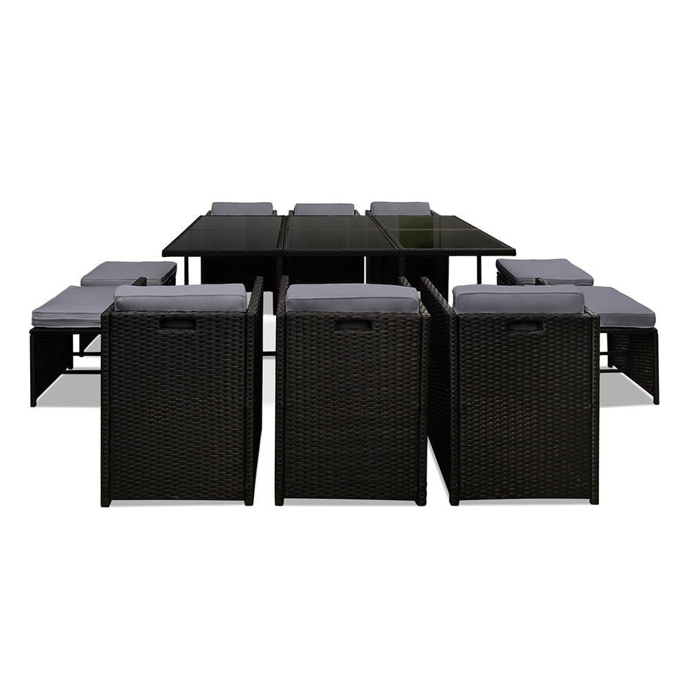 Gardeon Outdoor Dining Set 11 Piece Wicker Table Chairs Setting Black - FF-DINING-11SET-BK Gardeon Outdoor Dining Set 11 Piece Wicker Table Chairs Setting Black - Image 7