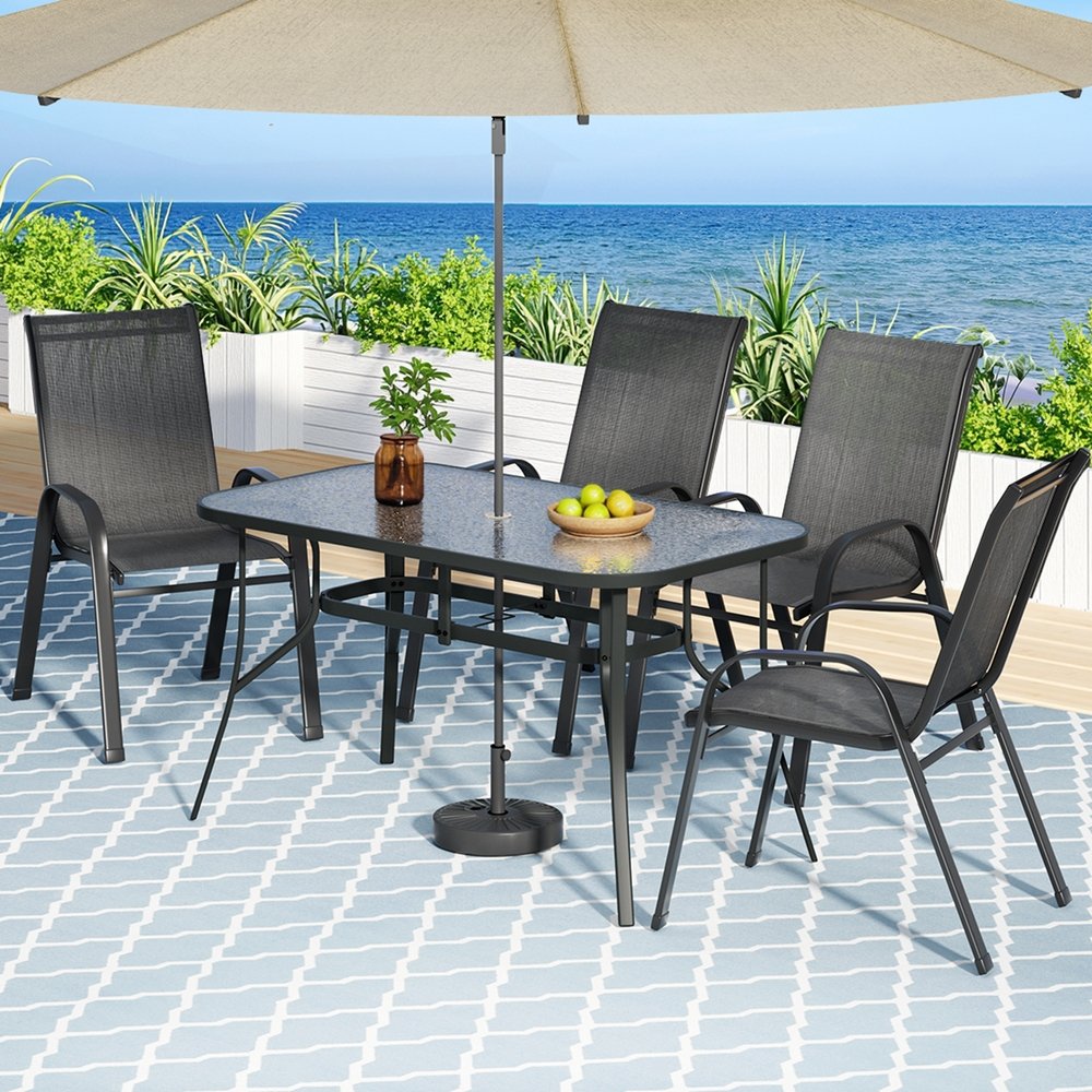 Gardeon 5PC Outdoor Dining Set Table and Chairs Patio Furniture Bistro Set Garden Black - FF-DINING-140-5PCS-BK Gardeon 5PC Outdoor Dining Set Table and Chairs Patio Furniture Bistro Set Garden Black - Image 7