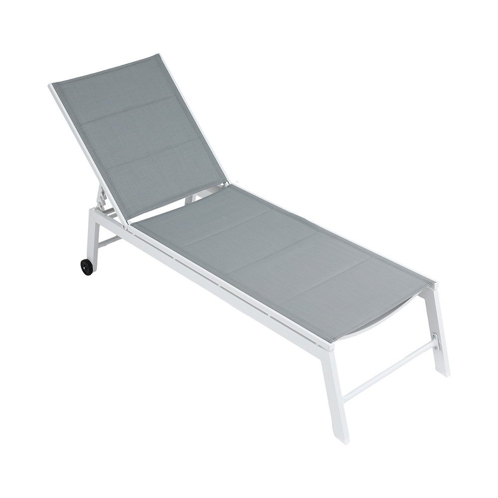 Gardeon Sun Lounger Chaise Lounge Wheels Patio Furniture Outdoor Setting White - FF-LOUNGE-ALU-WH Gardeon Sun Lounger Chaise Lounge Wheels Patio Furniture Outdoor Setting White - Image 3