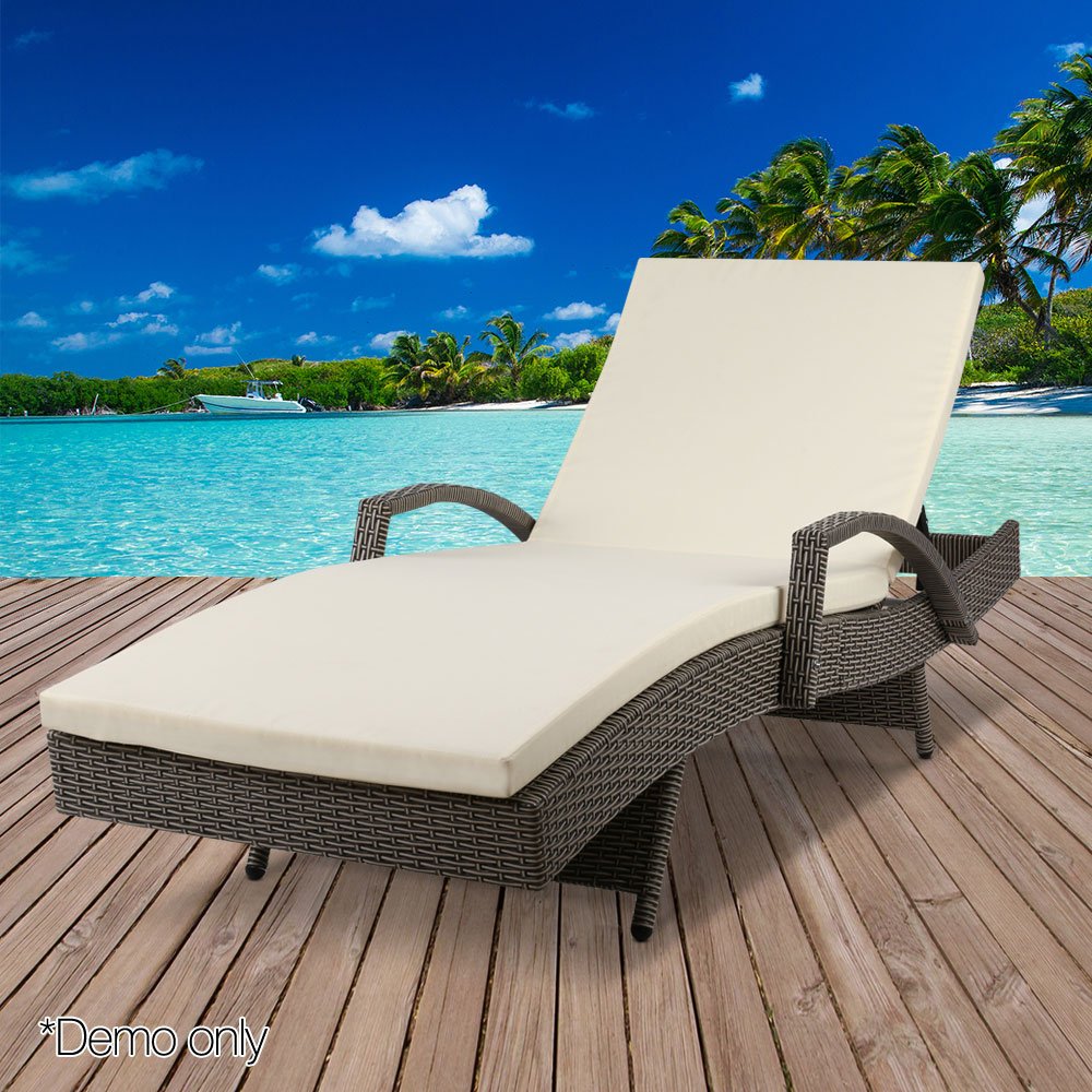 Gardeon Sun Lounge Wicker Lounger Outdoor Furniture Beach Chair Patio Adjustable Cushion Grey&Beige - FF-LOUNGE-ARM-GE Gardeon Sun Lounge Wicker Lounger Outdoor Furniture Beach Chair Patio Adjustable Cushion Grey&Beige - Image 6