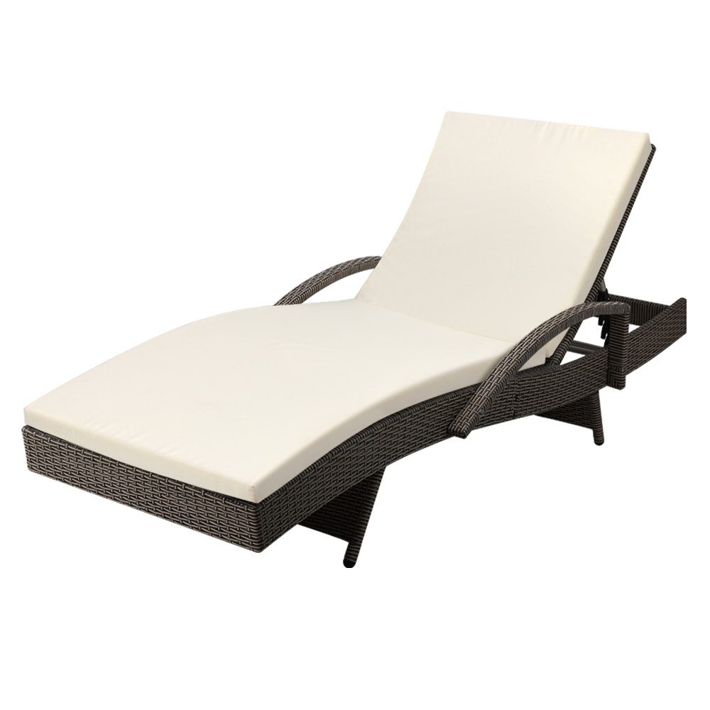 Gardeon Sun Lounge Wicker Lounger Outdoor Furniture Beach Chair Patio Adjustable Cushion Grey&Beige - FF-LOUNGE-ARM-GE Gardeon Sun Lounge Wicker Lounger Outdoor Furniture Beach Chair Patio Adjustable Cushion Grey&Beige - Image 8