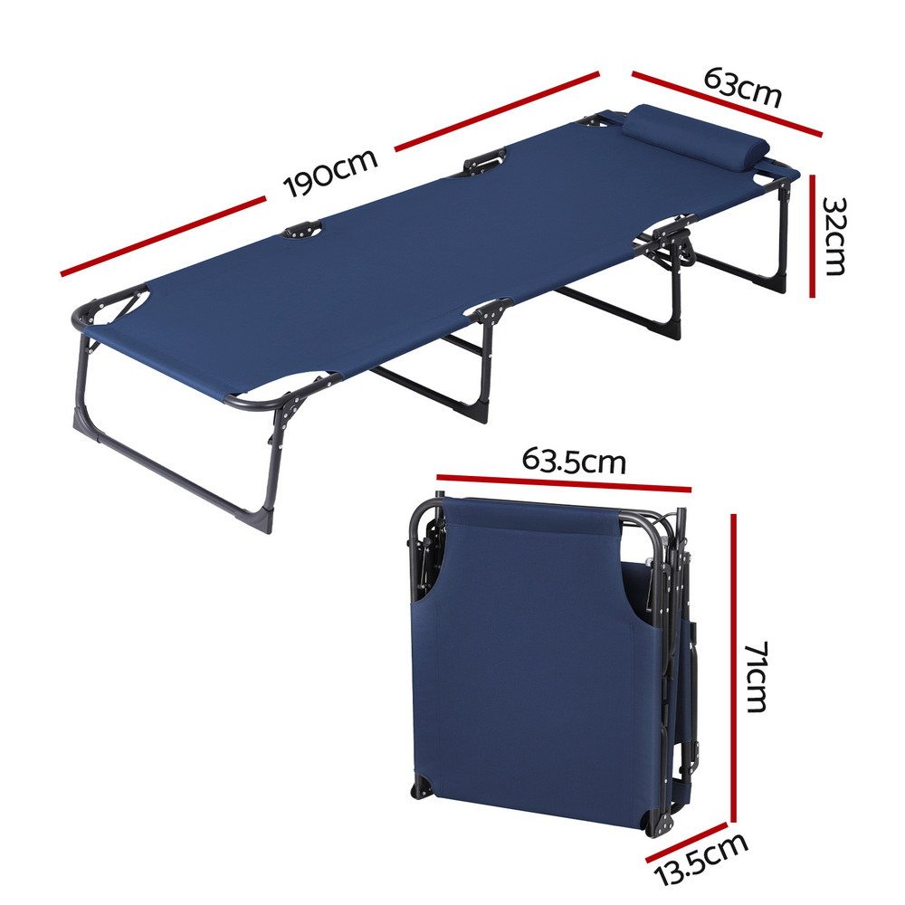 Gardeon Sun Lounger Folding Lounge Beach Chair Patio Outdoor Furniture - FF-LOUNGE-STFA-BU Gardeon Sun Lounger Folding Lounge Beach Chair Patio Outdoor Furniture - Image 3