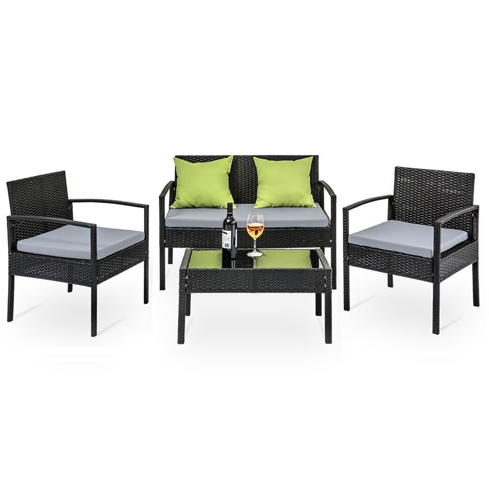 Gardeon Outdoor Sofa Set Wicker Lounge Setting Table and Chairs Patio Furniture - FF-SAIPAN-BK Gardeon Outdoor Sofa Set Wicker Lounge Setting Table and Chairs Patio Furniture - Image 8