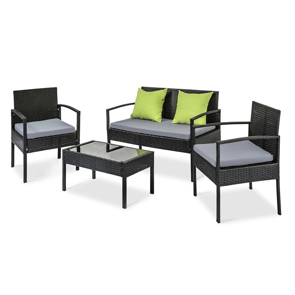 Gardeon Outdoor Sofa Set Wicker Lounge Setting Table and Chairs Patio Furniture - FF-SAIPAN-BK Gardeon Outdoor Sofa Set Wicker Lounge Setting Table and Chairs Patio Furniture - Image 3