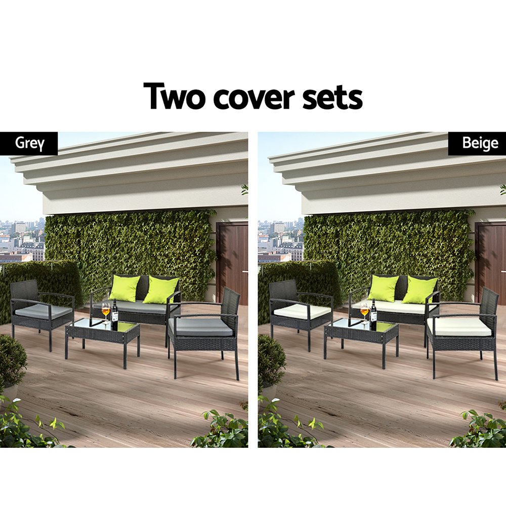 Gardeon Outdoor Sofa Set Wicker Lounge Setting Table and Chairs Patio Furniture - FF-SAIPAN-BK Gardeon Outdoor Sofa Set Wicker Lounge Setting Table and Chairs Patio Furniture - Image 4