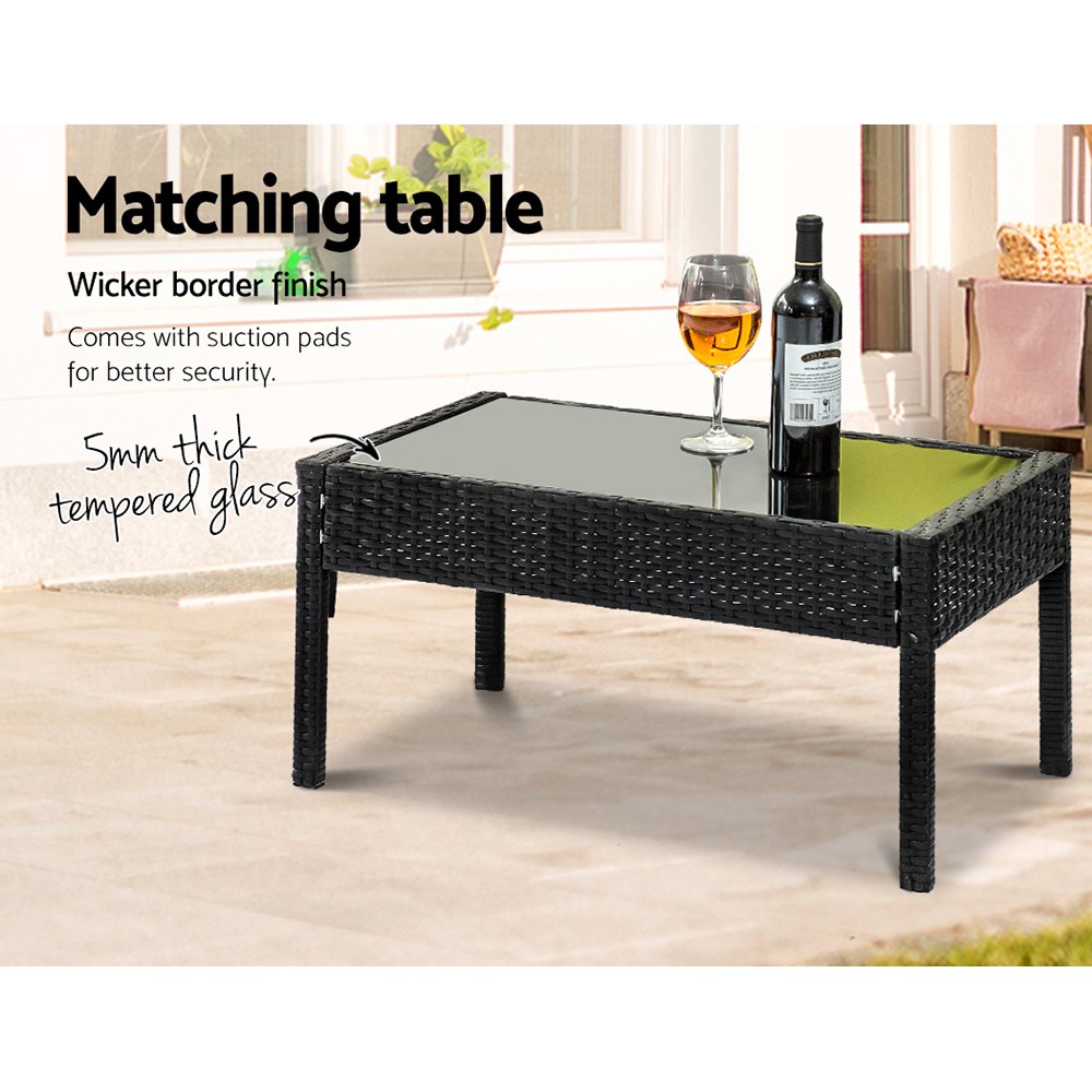 Gardeon Outdoor Sofa Set Wicker Lounge Setting Table and Chairs Patio Furniture - FF-SAIPAN-BK Gardeon Outdoor Sofa Set Wicker Lounge Setting Table and Chairs Patio Furniture - Image 6