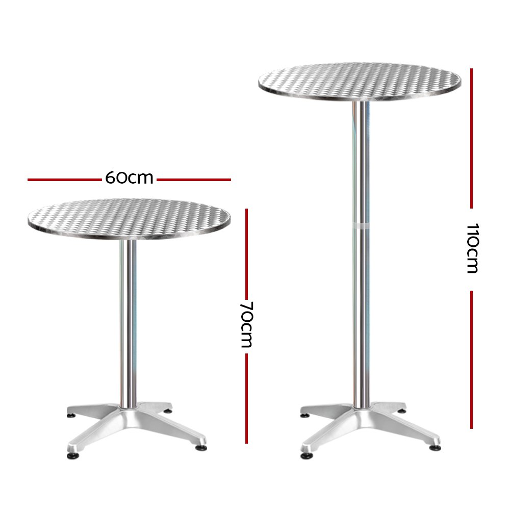 Gardeon Set of 2 Outdoor Bar Table Aluminium Round 70/110CM - FF-TABLE-AL60-70110X2 Gardeon Set of 2 Outdoor Bar Table Aluminium Round 70/110CM - Image 2