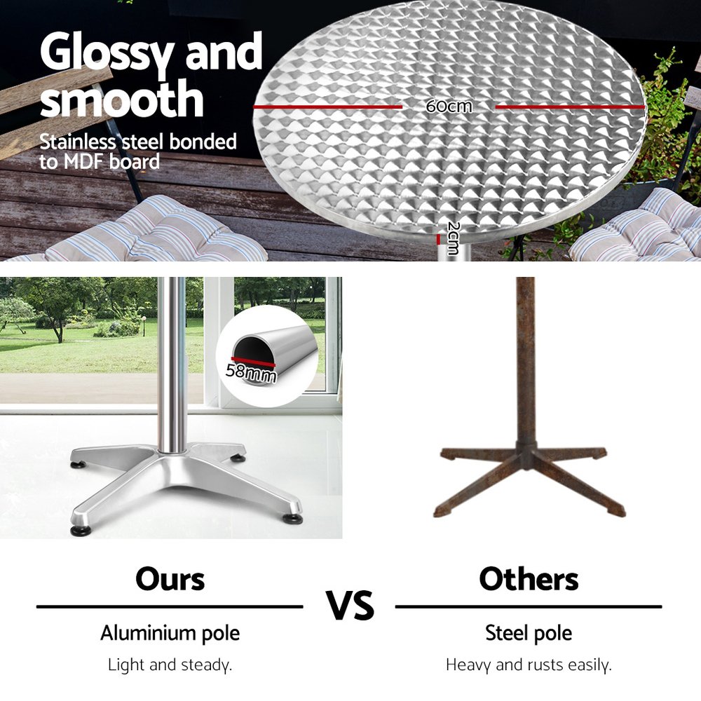 Gardeon Set of 2 Outdoor Bar Table Aluminium Round 70/110CM - FF-TABLE-AL60-70110X2 Gardeon Set of 2 Outdoor Bar Table Aluminium Round 70/110CM - Image 5
