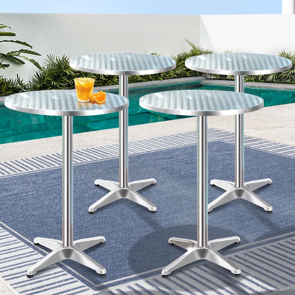Gardeon Set of 6 Outdoor Bar Table Aluminium Round 70/110CM - FF-TABLE-AL60-70110X6 Gardeon Set of 6 Outdoor Bar Table Aluminium Round 70/110CM - Image 2