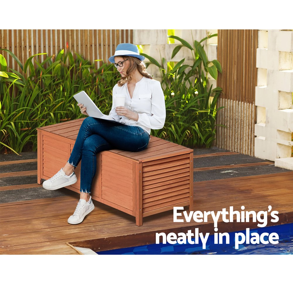 Gardeon Outdoor Storage Bench Box 210L Wooden Patio Furniture Garden Chair Seat - FF-WD-SB-1040 Gardeon Outdoor Storage Bench Box 210L Wooden Patio Furniture Garden Chair Seat - Image 5