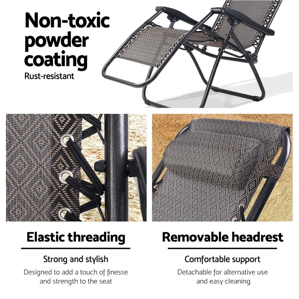 Gardeon Zero Gravity Chair Folding Outdoor Recliner Adjustable Sun Lounge Camping Beige - FF-ZGC-BE Gardeon Zero Gravity Chair Folding Outdoor Recliner Adjustable Sun Lounge Camping Beige - Image 5