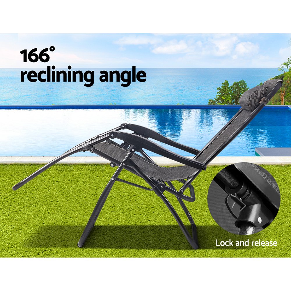 Gardeon 2PC Zero Gravity Chair Folding Outdoor Recliner Adjustable Sun Lounge Camping Beige - FF-ZGC-BEX2 Gardeon 2PC Zero Gravity Chair Folding Outdoor Recliner Adjustable Sun Lounge Camping Beige - Image 4