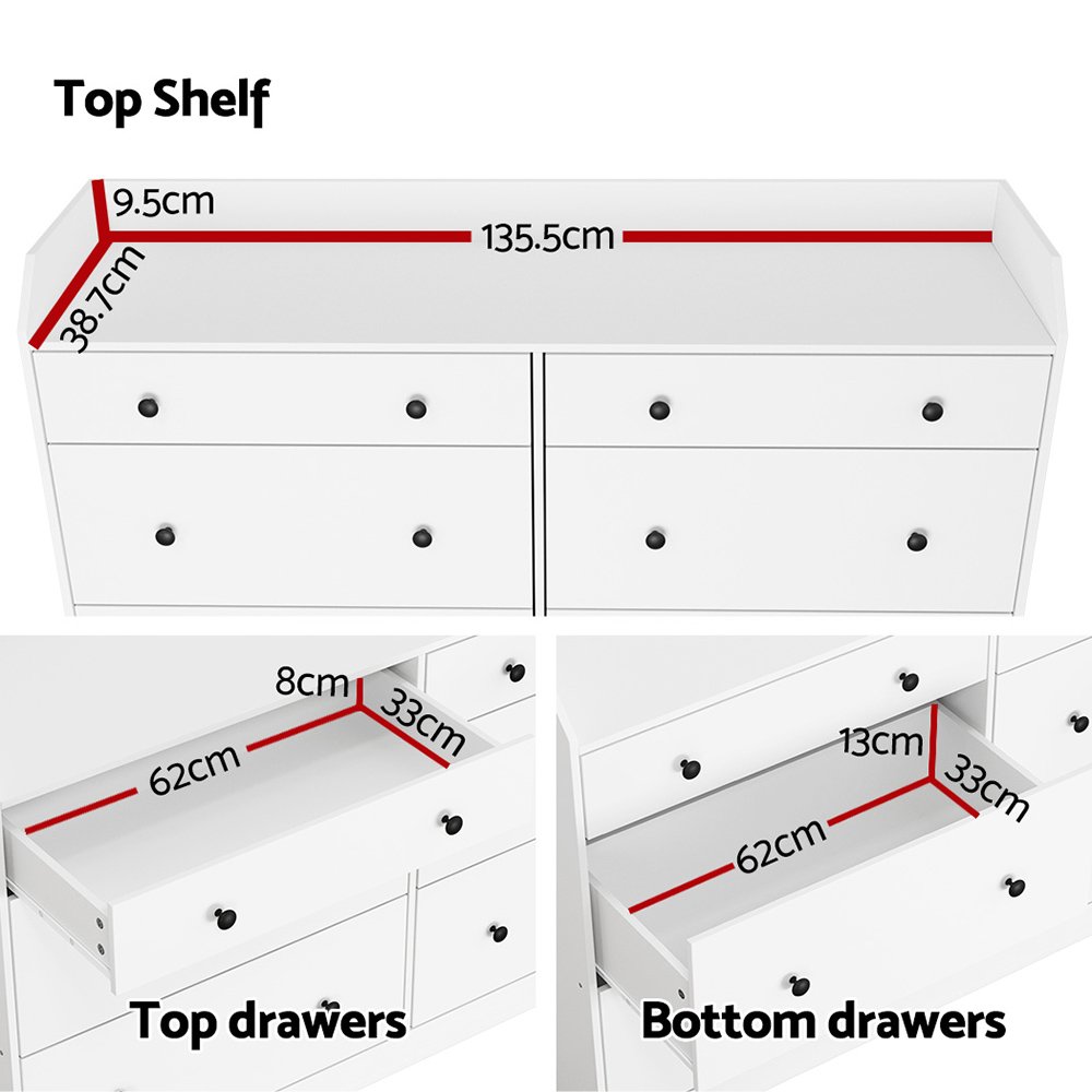 Artiss 6 Chest of Drawers - PETE White - FUR-S-CDR-02-WH-AB Artiss 6 Chest of Drawers - PETE White - Image 8