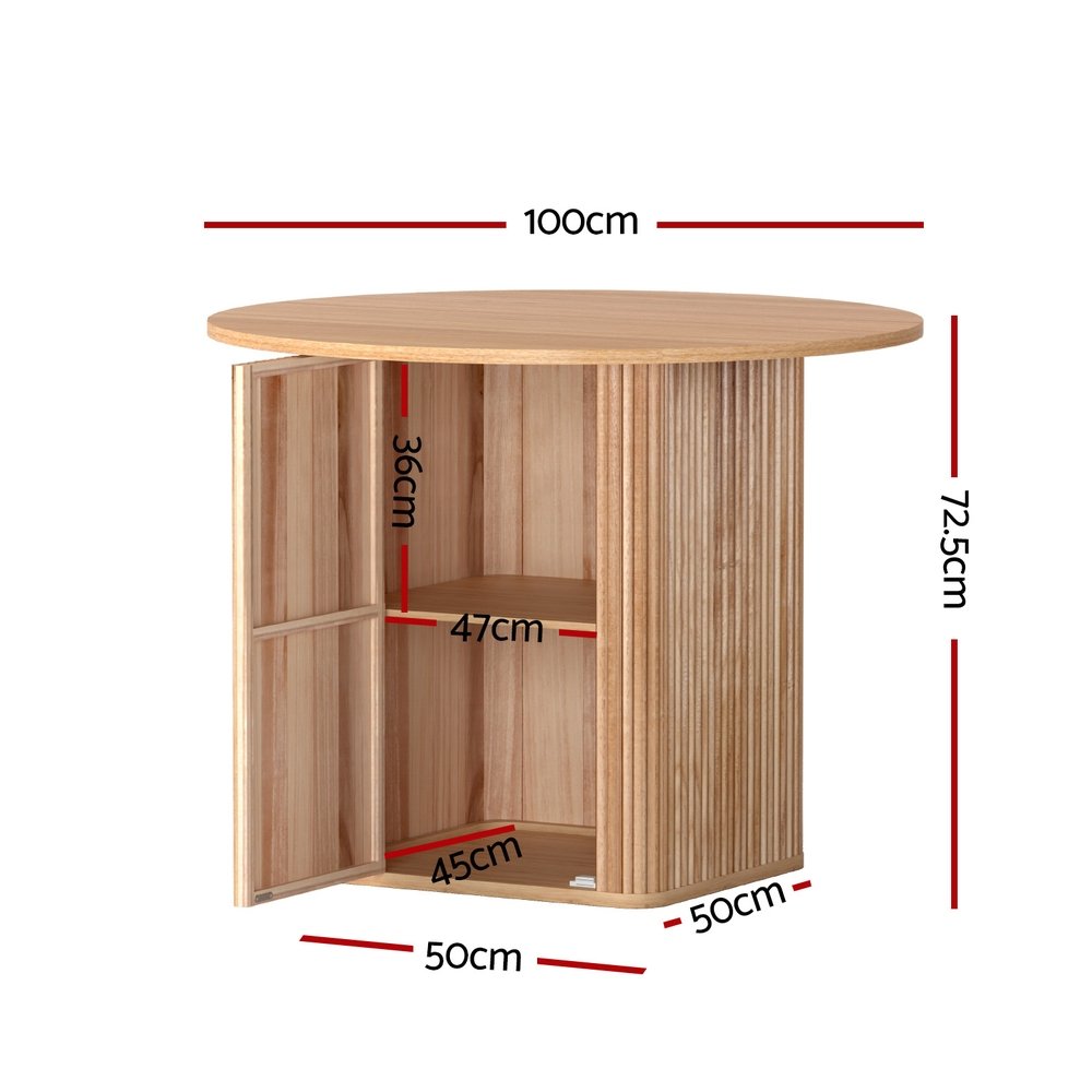 1M Artiss Dining Table Storage Base - FUR-U-DTAB-RD-WD-AB 1M Artiss Dining Table Storage Base - Image 2