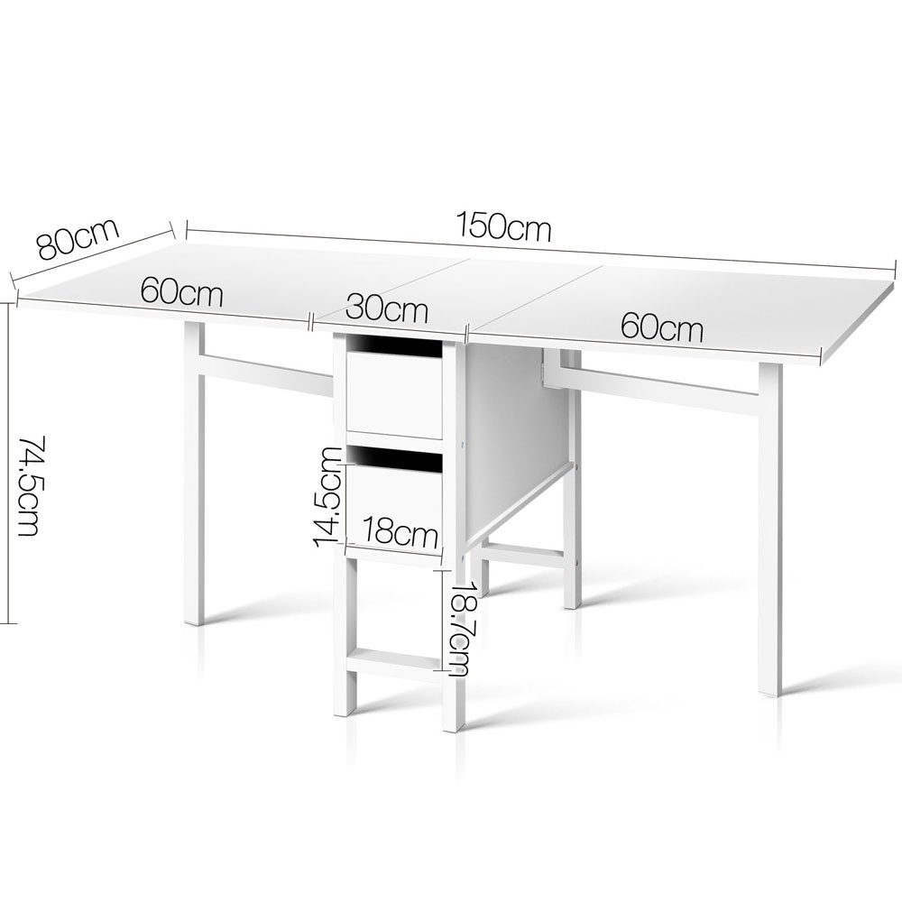 Artiss Dining Table Rectangular Extendable White - FURNI-CHANGE-DIN-WH-AB Artiss Dining Table Rectangular Extendable White - Image 2