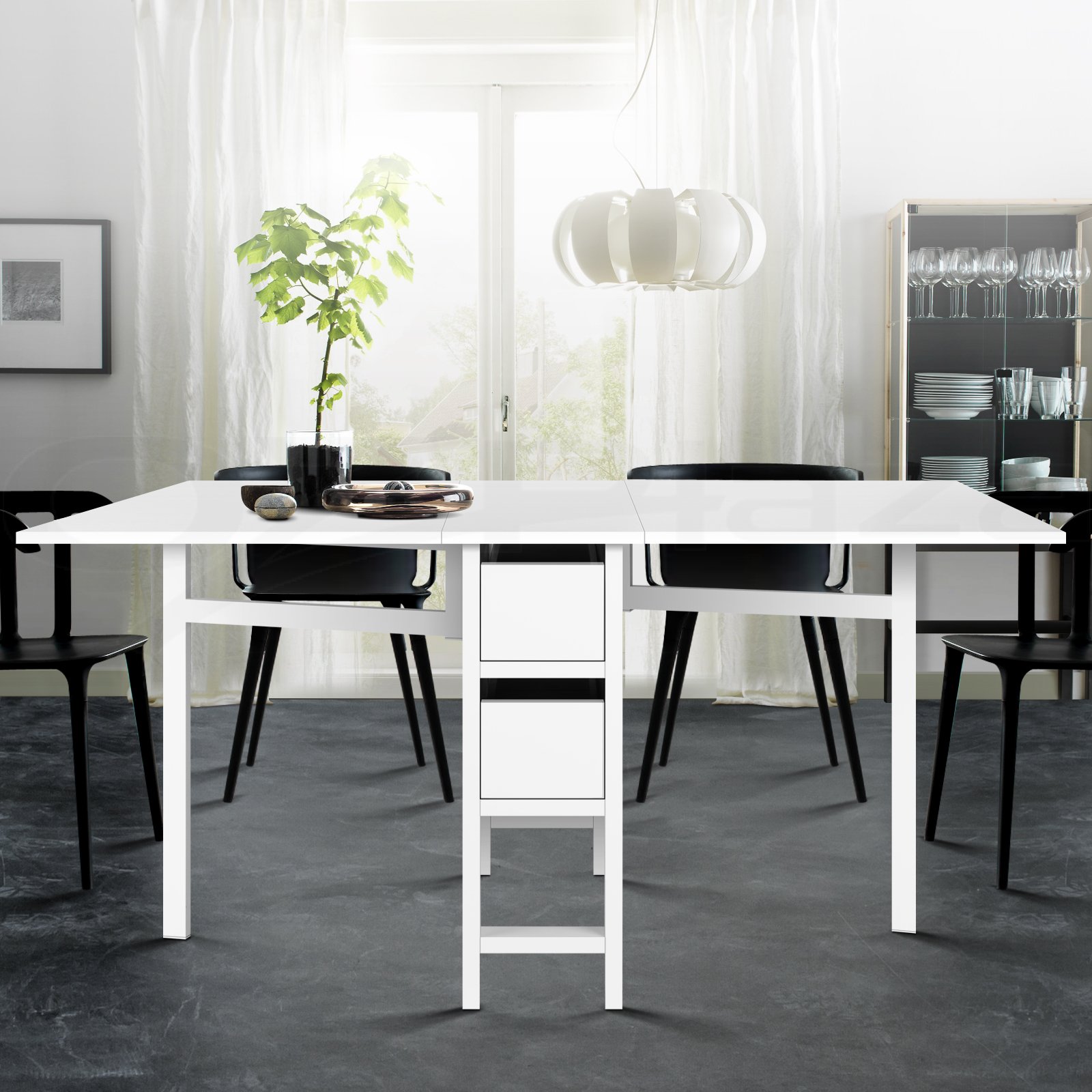 Artiss Dining Table Rectangular Extendable White - FURNI-CHANGE-DIN-WH-AB Artiss Dining Table Rectangular Extendable White - Image 6