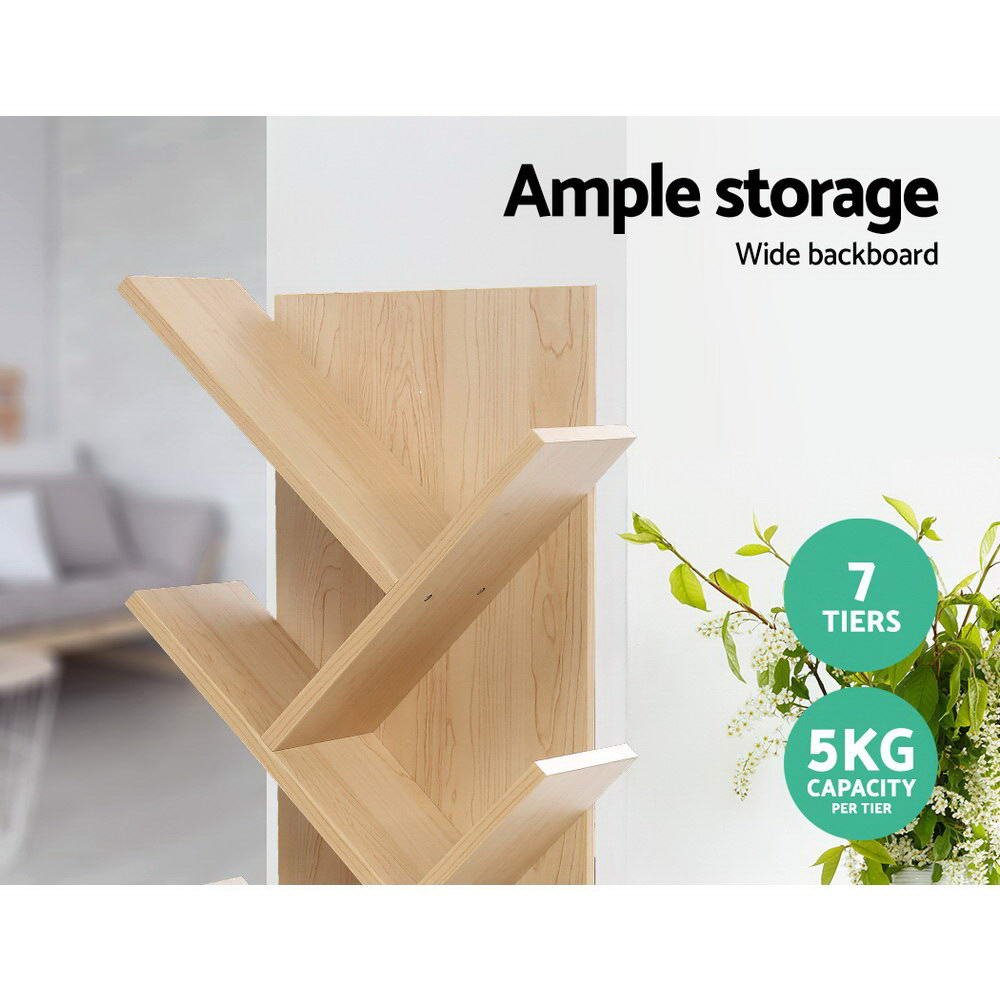 Artiss Tree Bookshelf 7 Tiers - ECHO Oak - FURNI-E-SHELF-7T-NT Artiss Tree Bookshelf 7 Tiers - ECHO Oak - Image 6