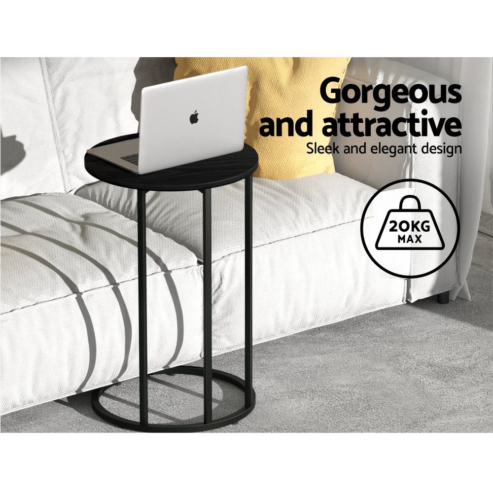 Artiss Coffee Table Side Table Round Black Martha - FURNI-G-IND-COF-01-BK Artiss Coffee Table Side Table Round Black Martha - Image 4