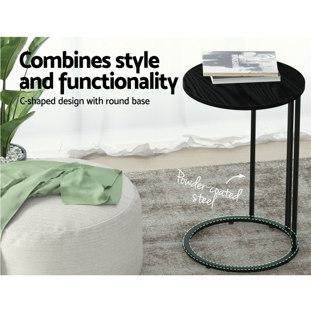 Artiss Coffee Table Side Table Round Black Martha - FURNI-G-IND-COF-01-BK Artiss Coffee Table Side Table Round Black Martha - Image 6