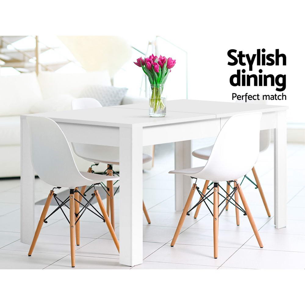 Artiss Dining Table Rectangular 4 Seater 120CM White Natu - FURNI-N-TAB120-WH Artiss Dining Table Rectangular 4 Seater 120CM White Natu - Image 3
