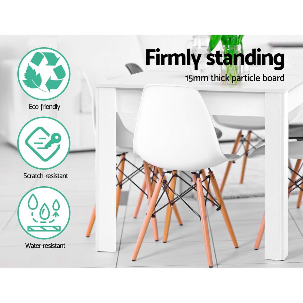 Artiss Dining Table Rectangular 4 Seater 120CM White Natu - FURNI-N-TAB120-WH Artiss Dining Table Rectangular 4 Seater 120CM White Natu - Image 5