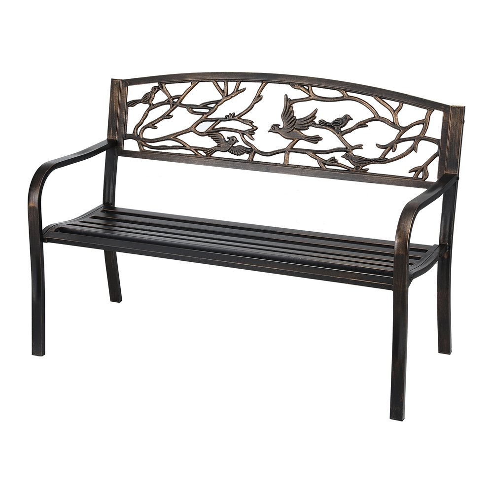 Gardeon Outdoor Bench Seat Garden Steel Outdoor Furniture 3 Seater Park Bronze - GB-STEEL-XG220-BZ Gardeon Outdoor Bench Seat Garden Steel Outdoor Furniture 3 Seater Park Bronze - Image 2