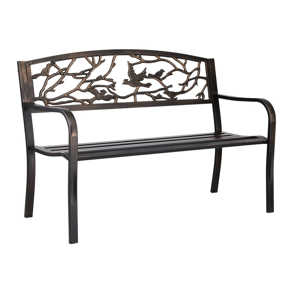 Gardeon Outdoor Bench Seat Garden Steel Outdoor Furniture 3 Seater Park Bronze - GB-STEEL-XG220-BZ Gardeon Outdoor Bench Seat Garden Steel Outdoor Furniture 3 Seater Park Bronze - Image 4