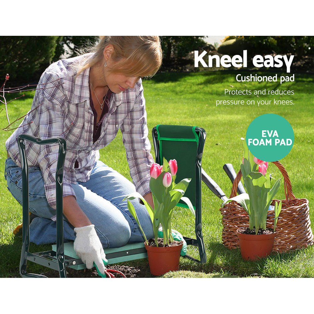 Gardeon Garden Kneeler 3-in-1 Padded Seat Stool Outdoor Bench Knee Pad Foldable - GCT-KNEELER-150KG-GN Gardeon Garden Kneeler 3-in-1 Padded Seat Stool Outdoor Bench Knee Pad Foldable - Image 3