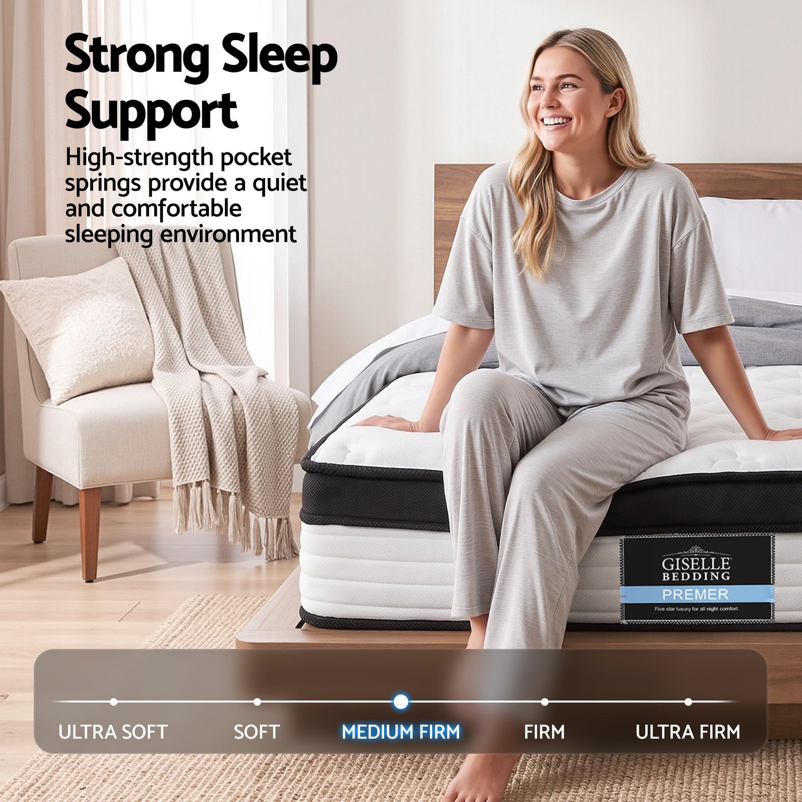 Giselle Bedding 31cm Mattress Euro Top King Single - MATTRESS-B-BET-KS Giselle Bedding 31cm Mattress Euro Top King Single - Image 2