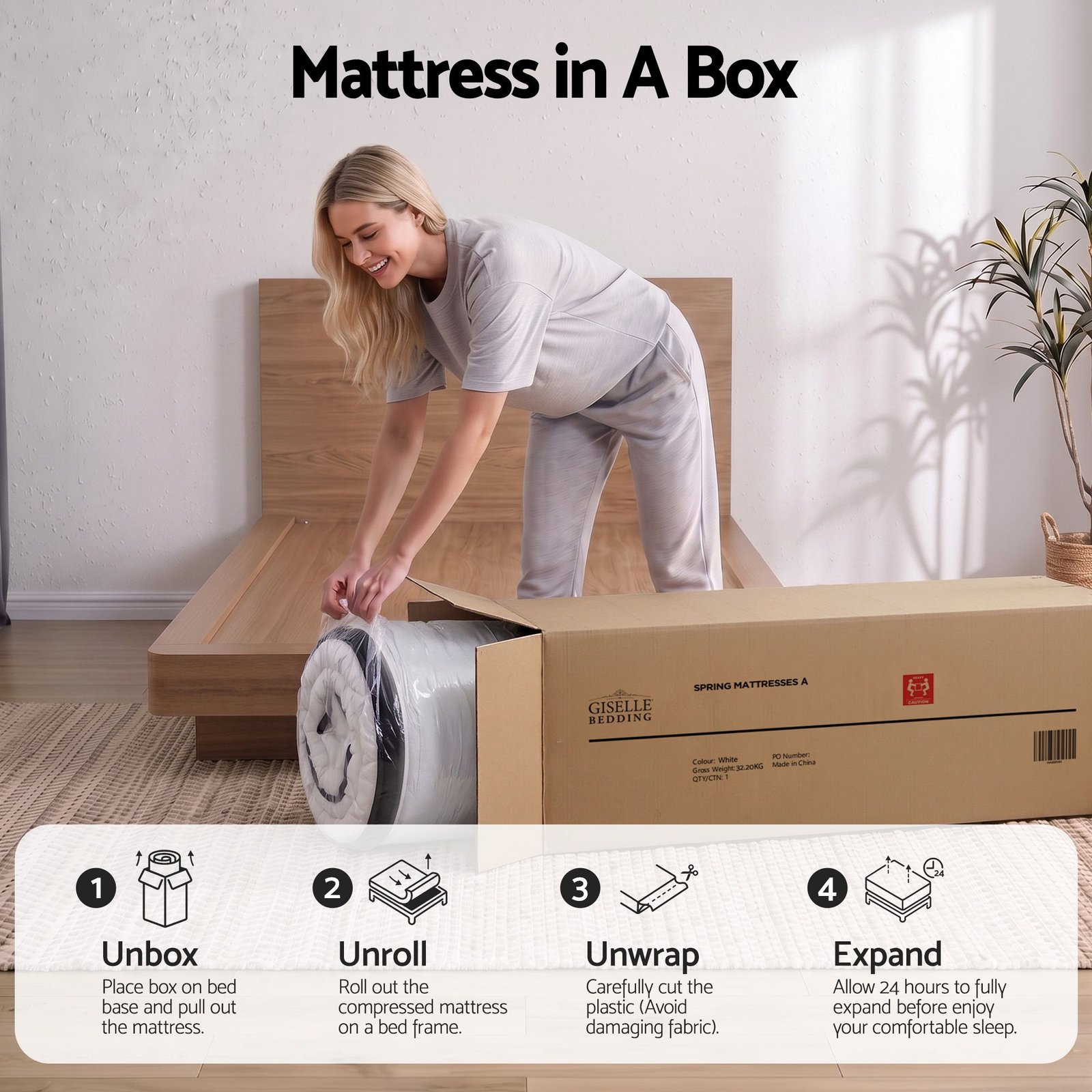 Giselle Bedding 31cm Mattress Euro Top King Single - MATTRESS-B-BET-KS Giselle Bedding 31cm Mattress Euro Top King Single - Image 8