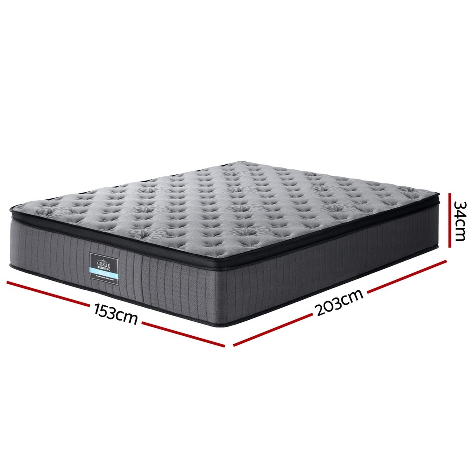 Bed Mattress Giselle 34cm Queen - MATTRESS-B-LT34-Q Bed Mattress Giselle 34cm Queen - Image 2