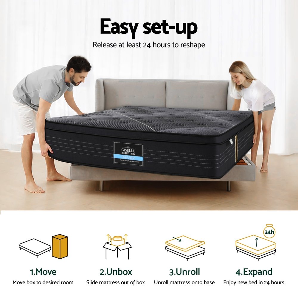 35cm Giselle Mattress Double Bed Bamboo Pocket Firm Foam - MATTRESS-E-MIDNIGHT-35-D 35cm Giselle Mattress Double Bed Bamboo Pocket Firm Foam - Image 7