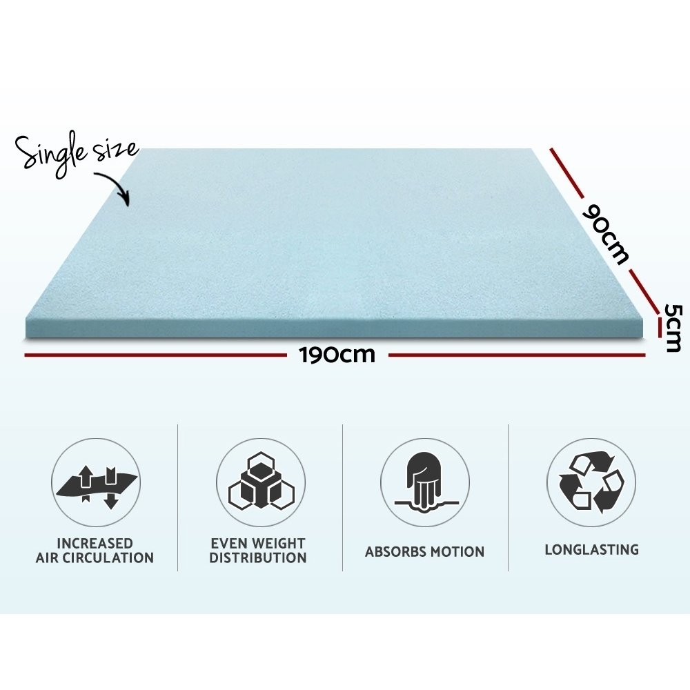 Giselle Bedding Memory Foam Mattress Topper Cool Gel 5cm Single - MATTRESS-TOP-C-GEL-5-S Giselle Bedding Memory Foam Mattress Topper Cool Gel 5cm Single - Image 2