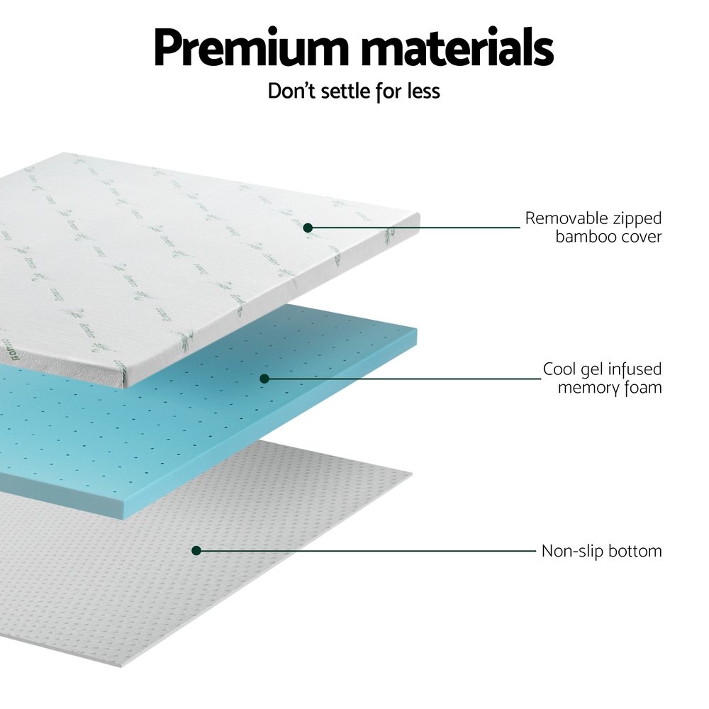 Giselle Bedding Memory Foam Mattress Topper Ventilated Cool Gel 5cm Single - MATTRESS-TOP-VH-GEL-5-S Giselle Bedding Memory Foam Mattress Topper Ventilated Cool Gel 5cm Single - Image 6