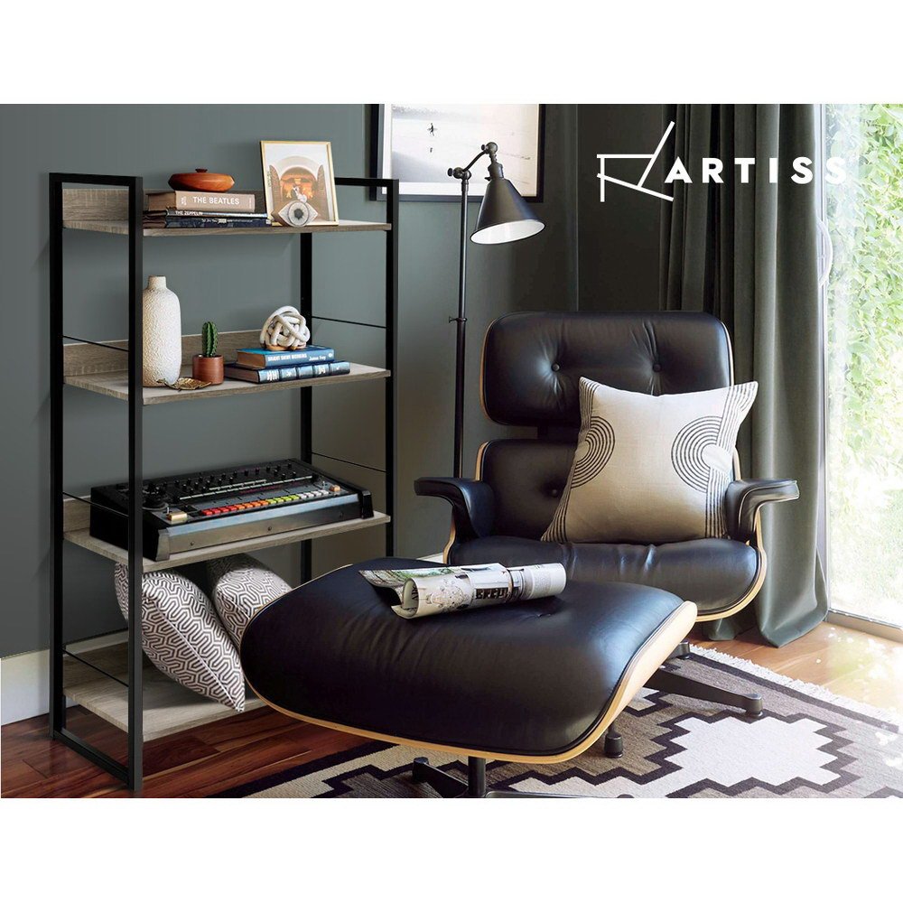 Artiss Bookshelf 4 Tiers - NOE Black and Oak - MET-DESK-574B-BK-OA Artiss Bookshelf 4 Tiers - NOE Black and Oak - Image 6