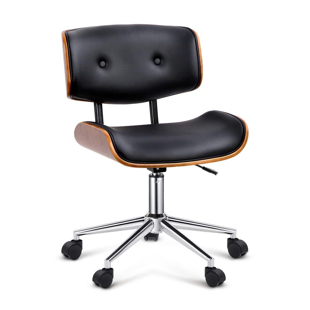 Artiss Wooden Office Chair PU Seat Black Brown - OCHAIR-BS-5435-WA Artiss Wooden Office Chair PU Seat Black Brown - Image 7