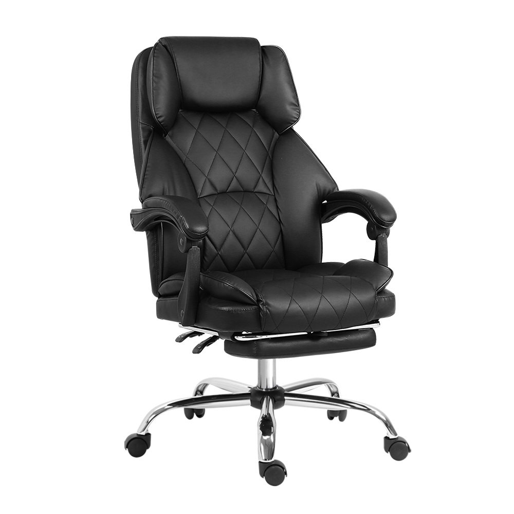 Artiss Executive Office Chair Leather Footrest Black - OCHAIR-G-1051-FT-BK Artiss Executive Office Chair Leather Footrest Black - Image 7