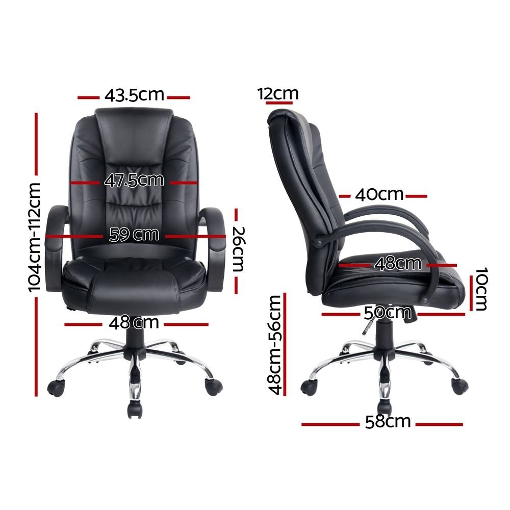 Artiss Executive Office Chair Leather Tilt Black - OCHAIR-G-9127-BK Artiss Executive Office Chair Leather Tilt Black - Image 2
